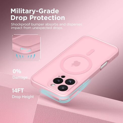 Magnetic Compatible with iPhone 16 Pro Max Case, Upgraded [Full Camera Protection] [Compatible with MagSafe] Protective Translucent Matte Women Phone Case Cover, Peach Pink in Saudi Arabia