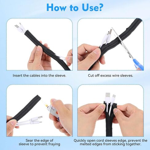 Cord Protectors from Pets No Chew 9.84 ft Wire Covers Cords Flexible Cable Sleeve Appliance Cord Organizer Cable Management for USB Charger Power Audio Video Computer Cords in Saudi Arabia