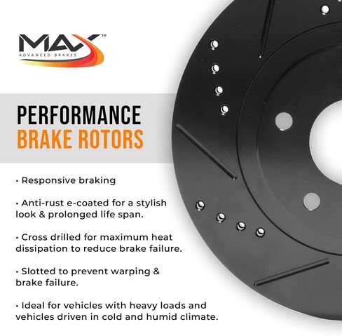 Max Advanced Brakes Elite XDS Front Cross-Drill & Slots Rotors with Elite Max Brake Pads KT052781 in Kuwait
