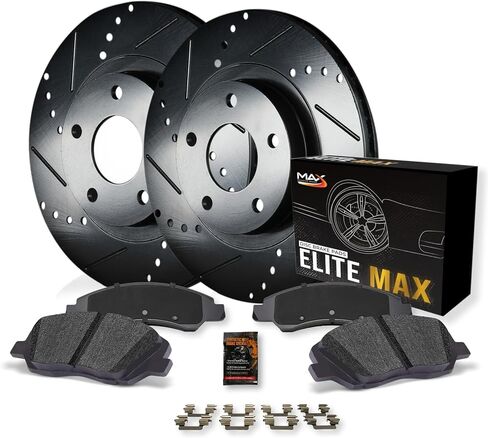 Max Advanced Brakes Elite XDS Front Cross-Drill & Slots Rotors with Elite Max Brake Pads KT052781 in Kuwait