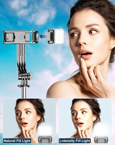 Selfie Stick,51" Phone Tripod & Selfie Stick with Light, Portable Extendable Selfie Stick Tripod with Wireless Remote & Phone Holder, Compatible with iPhone 15 Pro Max/15/14 Pro, Samsung S22/S23 Ultra in Saudi Arabia