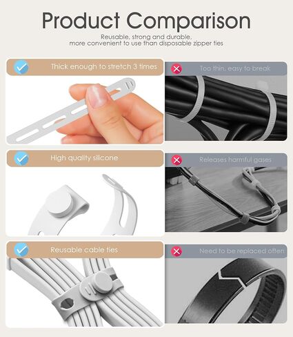 40Pcs Reusable Cable Ties, Adjustable Cord Organizer, Black+White in Kuwait