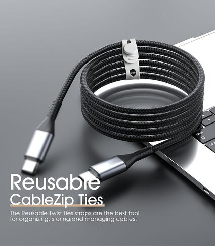 40Pcs Reusable Cable Ties, Adjustable Cord Organizer, Black+White in Kuwait