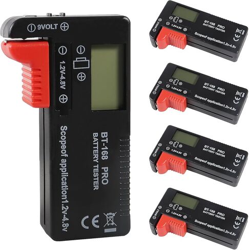 5 عبوات من أجهزة اختبار البطاريات، أجهزة اختبار البطاريات الصغيرة العالمية لبطاريات AA AAA C D 9V 1.5V للبطاريات المنزلية طراز BT-168 PRO in Kuwait