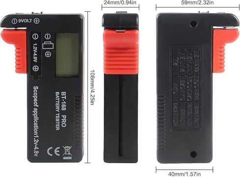 5 عبوات من أجهزة اختبار البطاريات، أجهزة اختبار البطاريات الصغيرة العالمية لبطاريات AA AAA C D 9V 1.5V للبطاريات المنزلية طراز BT-168 PRO in Kuwait