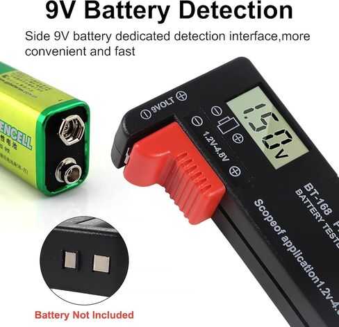 5 عبوات من أجهزة اختبار البطاريات، أجهزة اختبار البطاريات الصغيرة العالمية لبطاريات AA AAA C D 9V 1.5V للبطاريات المنزلية طراز BT-168 PRO in Kuwait
