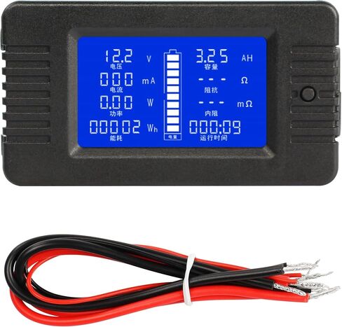 CERRXIAN DC متر شاشة البطارية، نطاق القياس 0-200 فولت 0-10A شاشة LCD الجهد الحالي الرقمي قدرة استهلاك الطاقة مقاومة مقاومة داخلية مراقب in Saudi Arabia