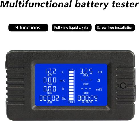 CERRXIAN DC متر شاشة البطارية، نطاق القياس 0-200 فولت 0-10A شاشة LCD الجهد الحالي الرقمي قدرة استهلاك الطاقة مقاومة مقاومة داخلية مراقب in Saudi Arabia
