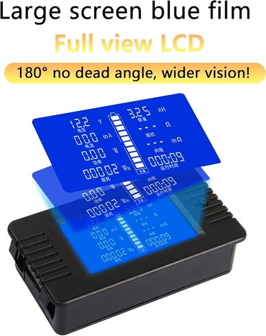 CERRXIAN DC متر شاشة البطارية، نطاق القياس 0-200 فولت 0-10A شاشة LCD الجهد الحالي الرقمي قدرة استهلاك الطاقة مقاومة مقاومة داخلية مراقب in Saudi Arabia