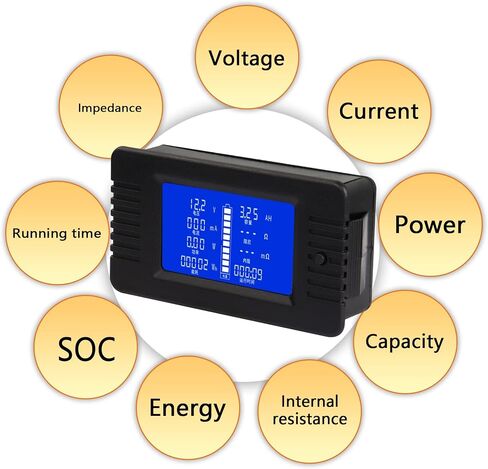 CERRXIAN DC متر شاشة البطارية، نطاق القياس 0-200 فولت 0-10A شاشة LCD الجهد الحالي الرقمي قدرة استهلاك الطاقة مقاومة مقاومة داخلية مراقب in Saudi Arabia