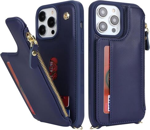 Cavor for iPhone 15 Pro Case with Card Holder,for iPhone 15 Pro Wallet Case for Women,Compatible with Magsafe,Phone Case for iPhone 15 Pro Case with Strap Crossbody,Leather Magnetic Zipper Case-Brown in Kuwait