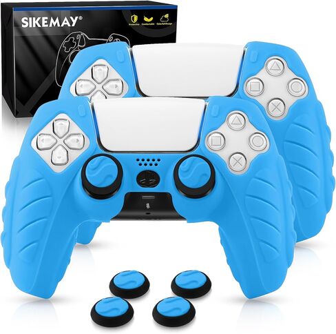 SIKEMAY PS5 Controller Cover, 2Pcs Anti-Slip PS5 Controller Skin with 4 Grips, Soft Silicone Protective Case for PS5 Controller, PS5 Controller Skin for Wireless Controller (Black) in Kuwait