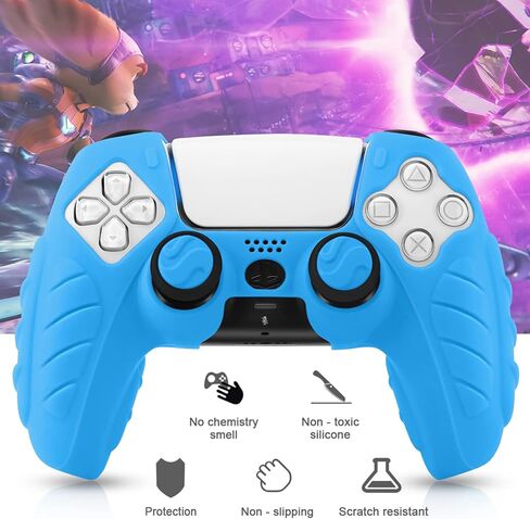 SIKEMAY PS5 Controller Cover, 2Pcs Anti-Slip PS5 Controller Skin with 4 Grips, Soft Silicone Protective Case for PS5 Controller, PS5 Controller Skin for Wireless Controller (Black) in Kuwait