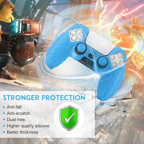 SIKEMAY PS5 Controller Cover, 2Pcs Anti-Slip PS5 Controller Skin with 4 Grips, Soft Silicone Protective Case for PS5 Controller, PS5 Controller Skin for Wireless Controller (Black) in Kuwait