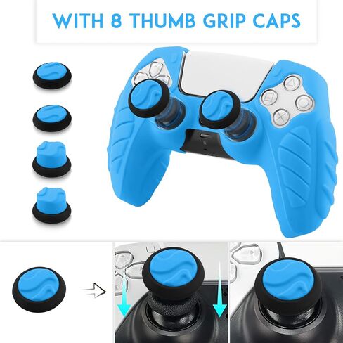 SIKEMAY PS5 Controller Cover, 2Pcs Anti-Slip PS5 Controller Skin with 4 Grips, Soft Silicone Protective Case for PS5 Controller, PS5 Controller Skin for Wireless Controller (Black) in Kuwait