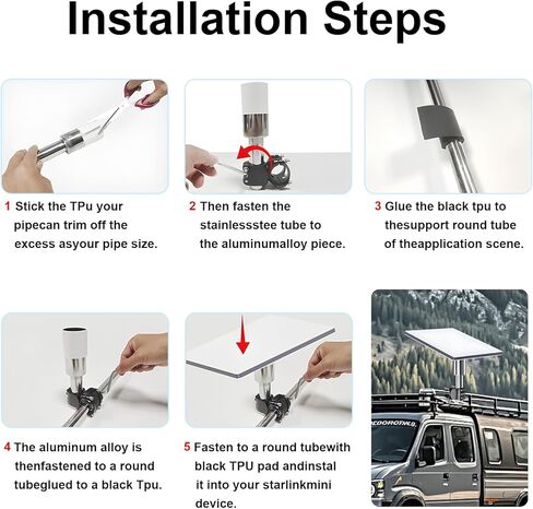 Starlink Mini Mount RV Mount for Starlink Mini Clamp Compatible with Original Pipe Adapter for Pole Mount on Car Starlink Mini Rv Ladder Mount for RV/Pole/Yacht/Camper Starlink Mini Pole Clamp in Saudi Arabia