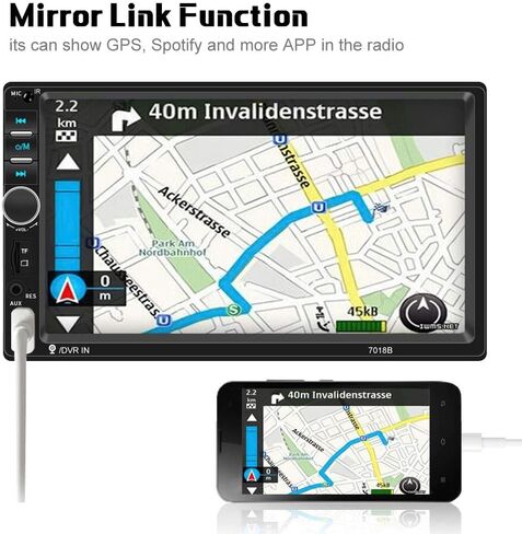 Camecho Car Radio Double Din Car Stereo 7" LCD Touch Screen in-Dash Head Unit with Bluetooth Support Mirror Link/DVR/USB/FM/SD/MIC MP3 +Rear View Camera& Remote Control in Saudi Arabia