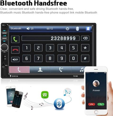 Camecho Car Radio Double Din Car Stereo 7" LCD Touch Screen in-Dash Head Unit with Bluetooth Support Mirror Link/DVR/USB/FM/SD/MIC MP3 +Rear View Camera& Remote Control in Saudi Arabia