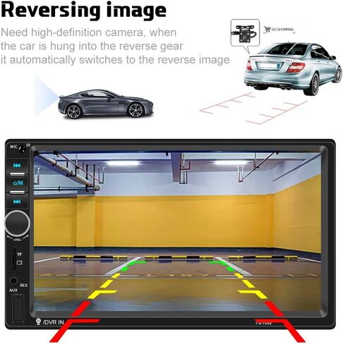 Camecho Car Radio Double Din Car Stereo 7" LCD Touch Screen in-Dash Head Unit with Bluetooth Support Mirror Link/DVR/USB/FM/SD/MIC MP3 +Rear View Camera& Remote Control in Saudi Arabia
