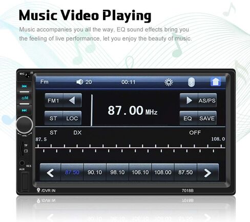 Camecho Car Radio Double Din Car Stereo 7" LCD Touch Screen in-Dash Head Unit with Bluetooth Support Mirror Link/DVR/USB/FM/SD/MIC MP3 +Rear View Camera& Remote Control in Saudi Arabia