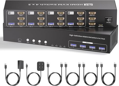 USB 3.0 Dual Monitor HDMI KVM Switch, 4K60Hz 4 Port HDMI KVM Switch 2 Monitors 4 Computers for 4 Computers Share 1 Set of Keyboard, Mouse and 2 Monitors, 4 USB 3.0 Ports Integration in Saudi Arabia
