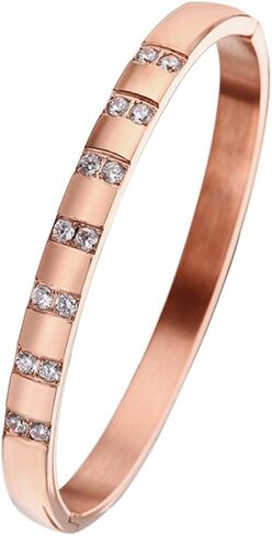 Jude Jewelers 8mm Width Stainless Steel Cubic Zircon Filled Open Clasp Bangle Bracelet in Kuwait