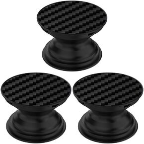 3 Pack Genuine Carbon Fiber Expandible Collapsible Mobile Phone Grip Stand Holder for Smartphone Tablet Cell Phone Accessory - Black Twill
