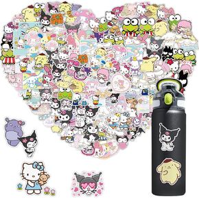 100 PCS My Melody and Kuromi Stickers, Hello Kitty Stickers Pompompurin Keroppi Stickers, Cute Stickers for Kids Teens Adults