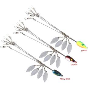 Zetiling 5 Arms Umbrella Rigs with Barrel Swivels Fishing Lures Bait Rigs Fishing Tackle for Bass 3 Colors(#2)