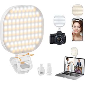 142 LED Phone Light Clip, 2000mAh High Power Rechargeable Portable Phone Ring Light with 3 Light Modes, 10 Adjusted Brightness Levels for Selfie, Makeup, Tiktok, Vlogs, Content Creators