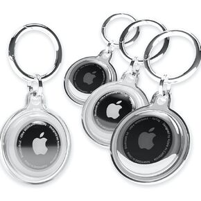 Air Tags-4 Pack Apple Airtag Holder SWINCHO Airtag Keychain for Apple Airtag Protective Airtag Case Shockproof & Dustproof (2xBlack&2xClear)