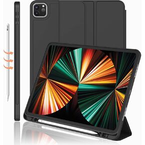 iMieet iPad Pro 12.9 Inch Case 2022/2021/2020/2018 (6th/5th/4th/3rd Gen) with Pencil Holder [Support iPad 2nd Pencil Charging/Pair],Trifold Stand Smart Case with Soft TPU Back,Auto Wake/Sleep(Black) in Kuwait