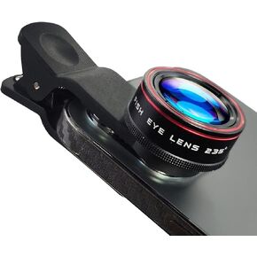 235° Fisheye Phone Camera Lens for iPhones Sumsungs and Android Phones - 0,62х Macro 25x Micro Professional Accessory for Your Phone Camera with a Convenient Clip-on - Photos and Videos in HD Quality