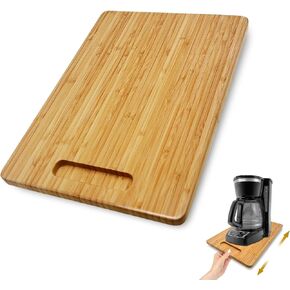 Bamboo Appliance Sliders for Kitchen Appliances, Sliding Tray with Silent Rubber Wheels for Coffee Maker, Kitchen Countertop Appliance Rolling Tray (13.8W" X 9.5L"X0.9H")