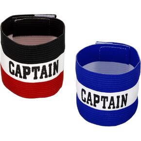 PATIKIL Captain's Armband, 2 Pack Elastic Arm Band for Soccer Team Training, Blue Black Red