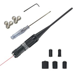Pinty Red Laser Bore Sight Kit for .22 to .50 Caliber, Red Dot Boresight, Rifle Scope Sighting Accessories, High Power Laser Bore Sighter for Shotgun 380 45 Pistol
