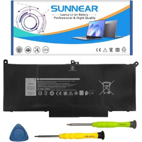F3YGT 7.6V 60Wh Battery Replacement for DELL Latitude 12 7000 7280 7290 13 7000 7380 7390 14 7000 7480 7490 Laptop DM3WC 0DM3WC 2X39G