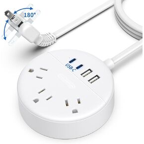 Flat Extension Cord 25 ft, NTONPOWER Flat Plug Power Strip with 3 Outlets 4 USB Ports(2 USB C), Ultra Thin Extension Cord Under Carpet, Mountable, Outlet Extender Long Cord for Indoor Home Office Room