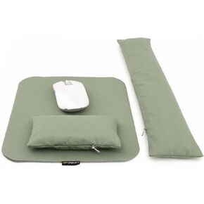 Large Mouse Pad Wrist Support Set, Bean Bag Mouse and Keyboard Wrist Rest Filled Ergo Beads, Easy Typing Gaming Home Office (Light Khaki)