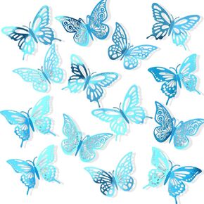 3D Butterfly Decorations 48 Pcs Butterfly Wall Decor 3 Sizes 4 Styles Party Birthday Cake Decoration Removable Butterfly Wall Stickers Supplies for Wedding Kids Nursery Bedroom Room Decor (Color)