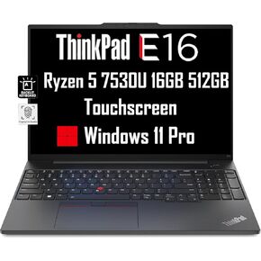 Lenovo ThinkPad E16 Business Laptop (16" FHD+ Touchscreen, AMD Ryzen 5 7530U, 16GB RAM, 512GB SSD, (8-Core Beat i7-1165G7)), Fingerprint, Backlit, FHD Webcam, WiFi 6, Ethernet, Win 11 Pro, 2024, Black