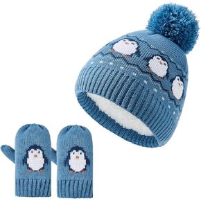 Durio Toddler Winter Hat and Gloves Set Christmas Santa Hats for Kids Cozy Warm Snow Mittens for Boys and Girls 1-8Years in Kuwait