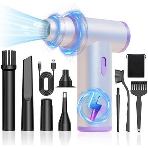 Compressed Air Duster,Mini Air Duster Metal Design Enhanced Powerful 250000RPM,Infinite Speed Adjustment Wind - Portable Air Duster,No Canned Air Duster,Electric Air Blower for Cleaning Keyboard&PC