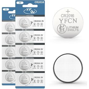 CR2016 Battery 3V Lithium Battery 5 Count Pack - CR 2016 Coin Cell Batteries - 5 Years Shelf Life