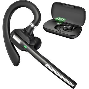 Bluetooth Headset with Noise-Cancelling Mic, Wireless Earpiece with USB Dongle for PC/Laptop, Hands-Free Headset for Work, Meetings, MS Teams, Business