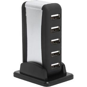 7 Ports USB Hub 2.0 Hub, USB 480 Mbps High‑Speed Extender Data Hub Splitter, with Power Supply, for PC, Laptop, Desktop, Windows Vista/XP/Me/ 2000/98, etc(US)