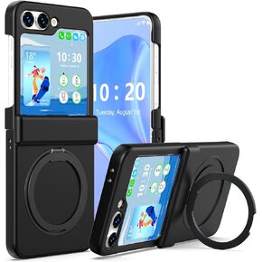مصمم لهاتف Galaxy Z Flip 6، جراب مغناطيسي مع قطعتين من واقي الشاشة وحماية المفصلات ومسند [متوافق مع MagSafe] لهاتف Samsung Flip 6 غطاء حماية هاتف لهاتف Z Flip 6 - شفاف in Kuwait