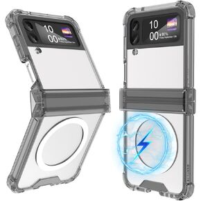 مصمم لجراب Galaxy Z Flip 4 مع حماية مفصلية لهاتف Samsung Flip 4، غطاء كامل ومضاد للصدمات، جراب حماية للهاتف النحيف شفاف لهاتف Z Flip 4 5G- أرجواني شفاف in Kuwait