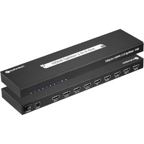 4K 1X8 HDMI Splitter 1 in 8 Out - Kaivman 4K Ports HDMI Splitter for Multi Monitors, HDMI Duplicator/Distributor Supports UltaHD High Resolution 4K@60Hz 4:4:4 12bit, 3D, 18Gbps, HDMI 2.0, HDCP 2.2