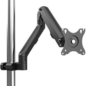 Height Adjustable Pole Mount Monitor Arm for 17"-27" Screens with Mechanical Spring, VESA 75x75 and 100x100 - Holds up to 15.4 lbs